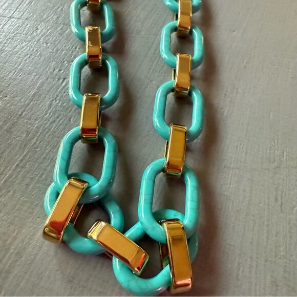 Michael Kors Michael Kors Chunky Gold & Blue Chainlink Toggle Necklace - Picture 5 of 7